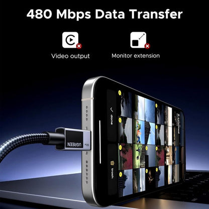 Cablu Date si Incarcare USB-C - USB-C UGREEN L524, 60W, 1m, Gri