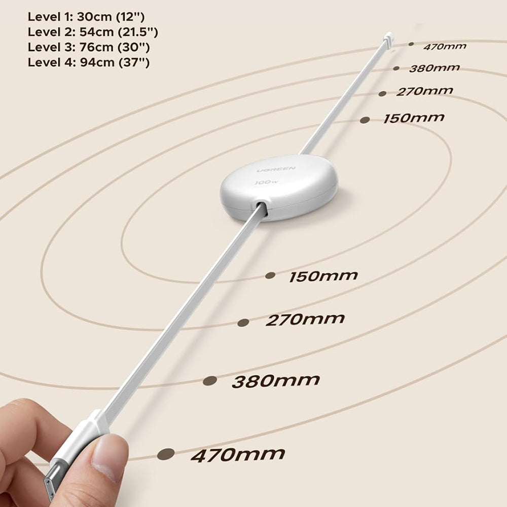 Cablu Date si Incarcare USB-C - USB-C UGREEN L531, 100W, 1m, Alb