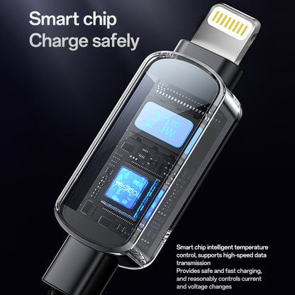 Cablu Date si Incarcare USB-C - USB-C Yesido CA180 Display, 27W, 1.2m, Negru