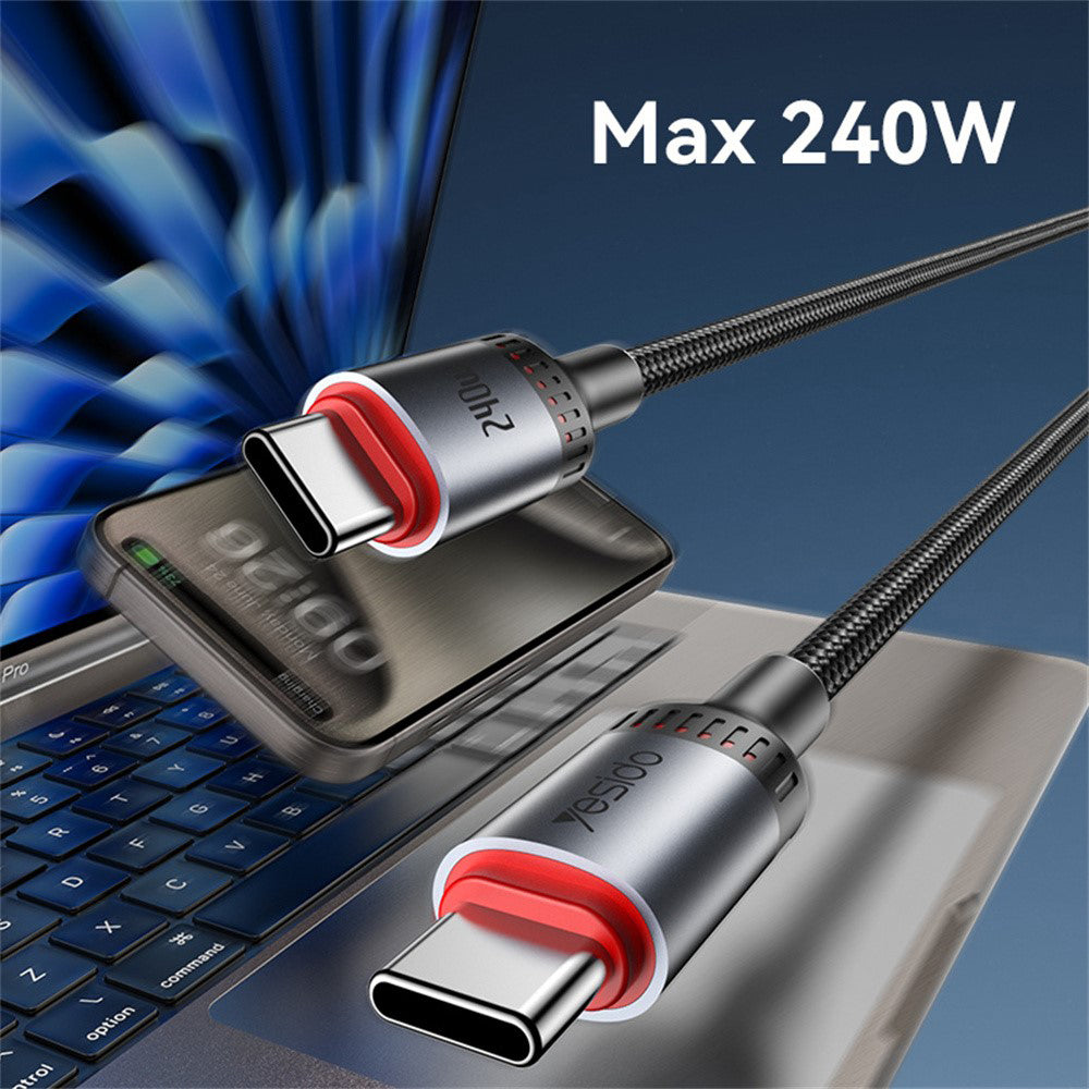 Cablu Date si Incarcare USB-C - USB-C Yesido CA185, 240W, 1.2m, Negru