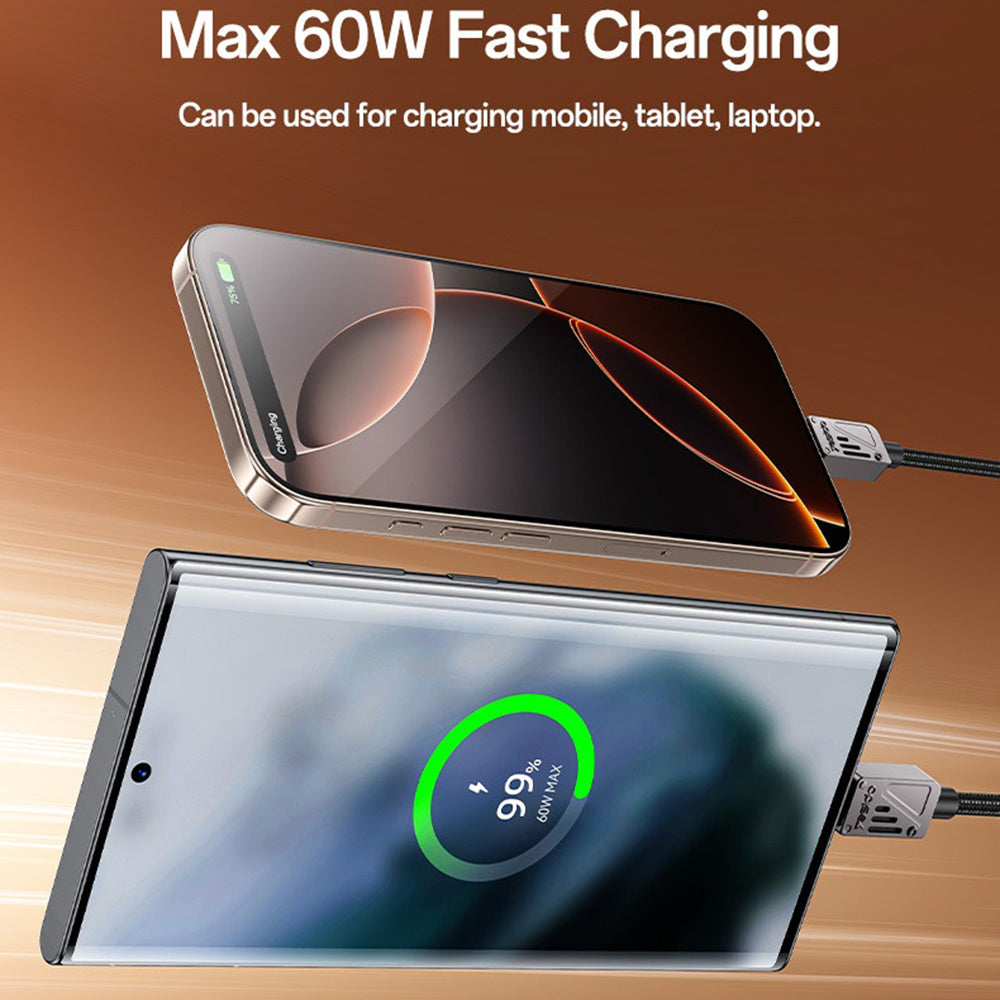 Cablu Date si Incarcare USB-C - USB-C Yesido CA196, 60W, 1.2m, Negru