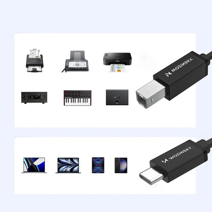 Cablu Imprimanta WZK WKDDY1S, USB-C - USB-B, 1m, Negru