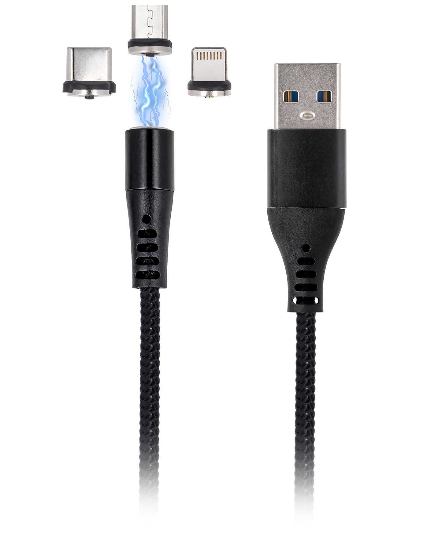Cablu Date si Incarcare USB-A - Lightning / microUSB / USB-C MaXlife MXUC-02-2 3in1, 18W, 1m, Negru