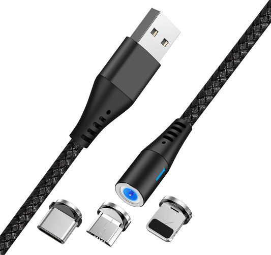 Cablu Incarcare USB-A - Lightning / microUSB / USB-C MaXlife MXUC-02 Magnetic 3in1, 18W, 1m, Negru