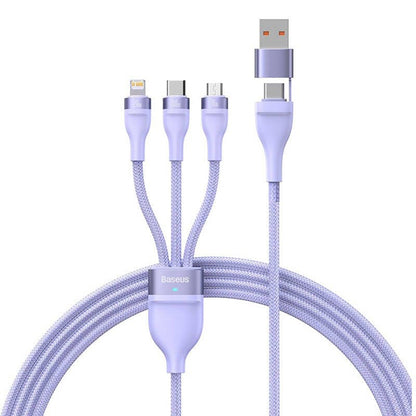 Cablu Incarcare USB-A / USB-C - Lightning / microUSB / USB-C Baseus Flash Series II 3in1, 100W, 1.2m, Mov CASS030105