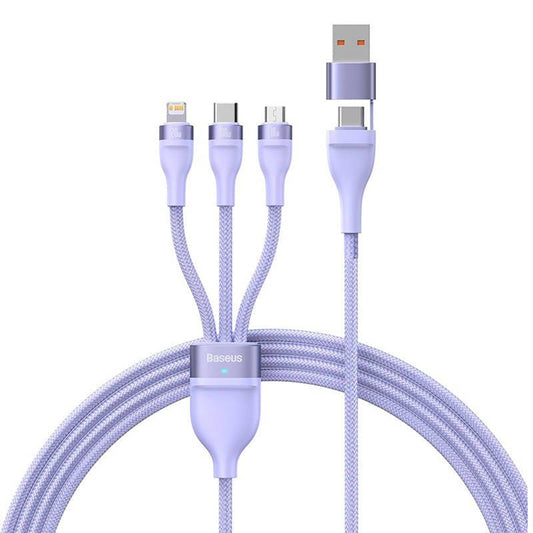 Cablu Incarcare USB-A / USB-C - Lightning / microUSB / USB-C Baseus Flash Series II 3in1, 100W, 1.2m, Mov CASS030105