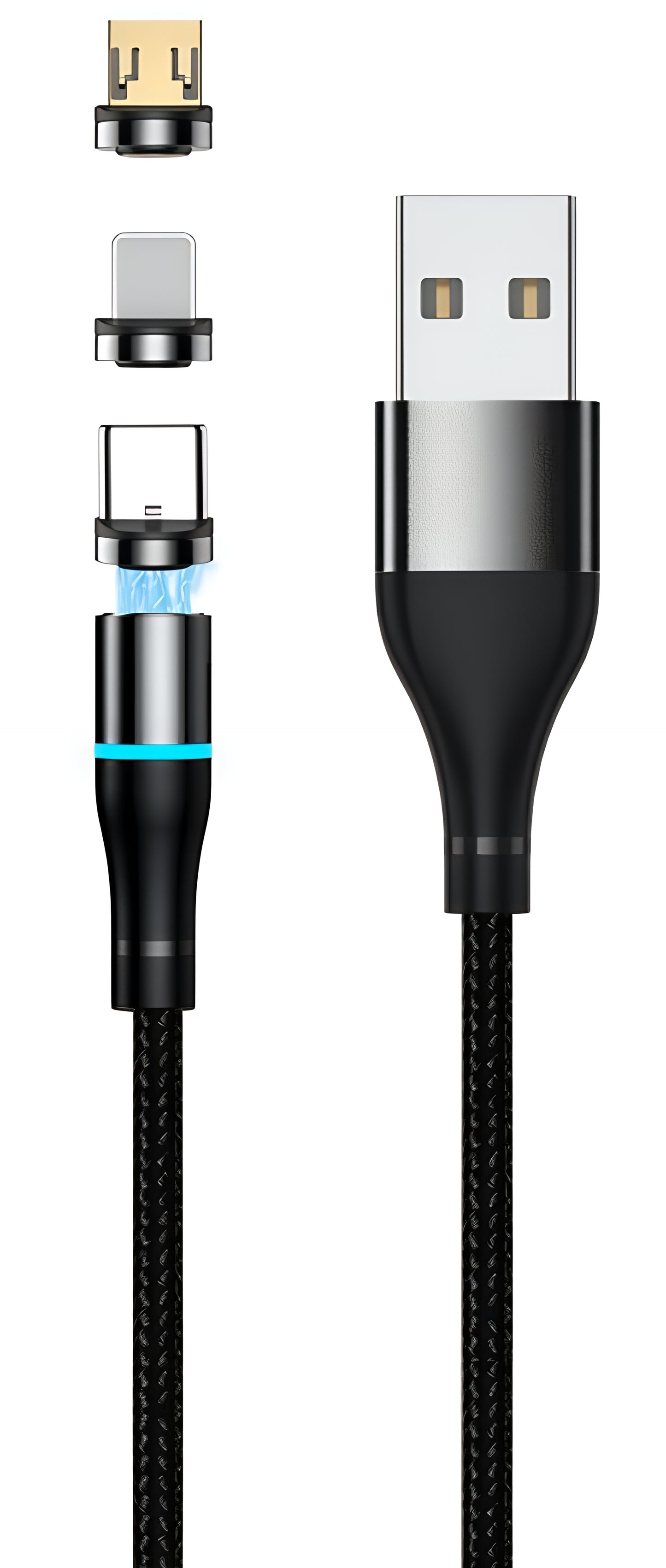 Cablu Incarcare USB-A - Lightning / microUSB / USB-C Setty Magnetic 3in1, 10W, 1m, Negru