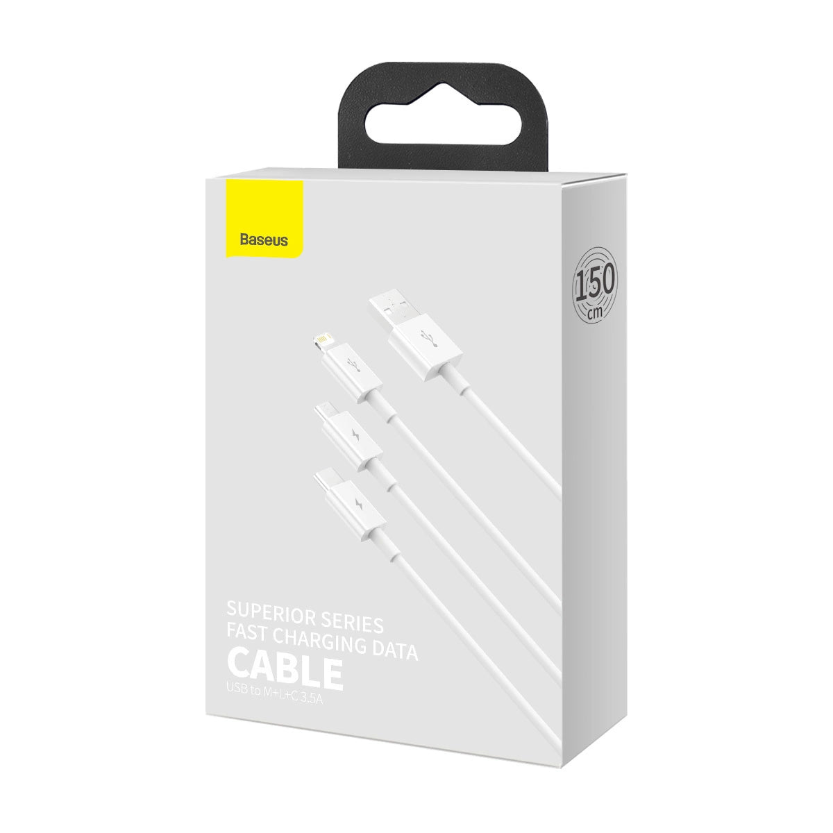 Cablu Incarcare USB-A - Lightning / microUSB / USB-C Baseus Superior Series, 20W, 0.5m, Alb