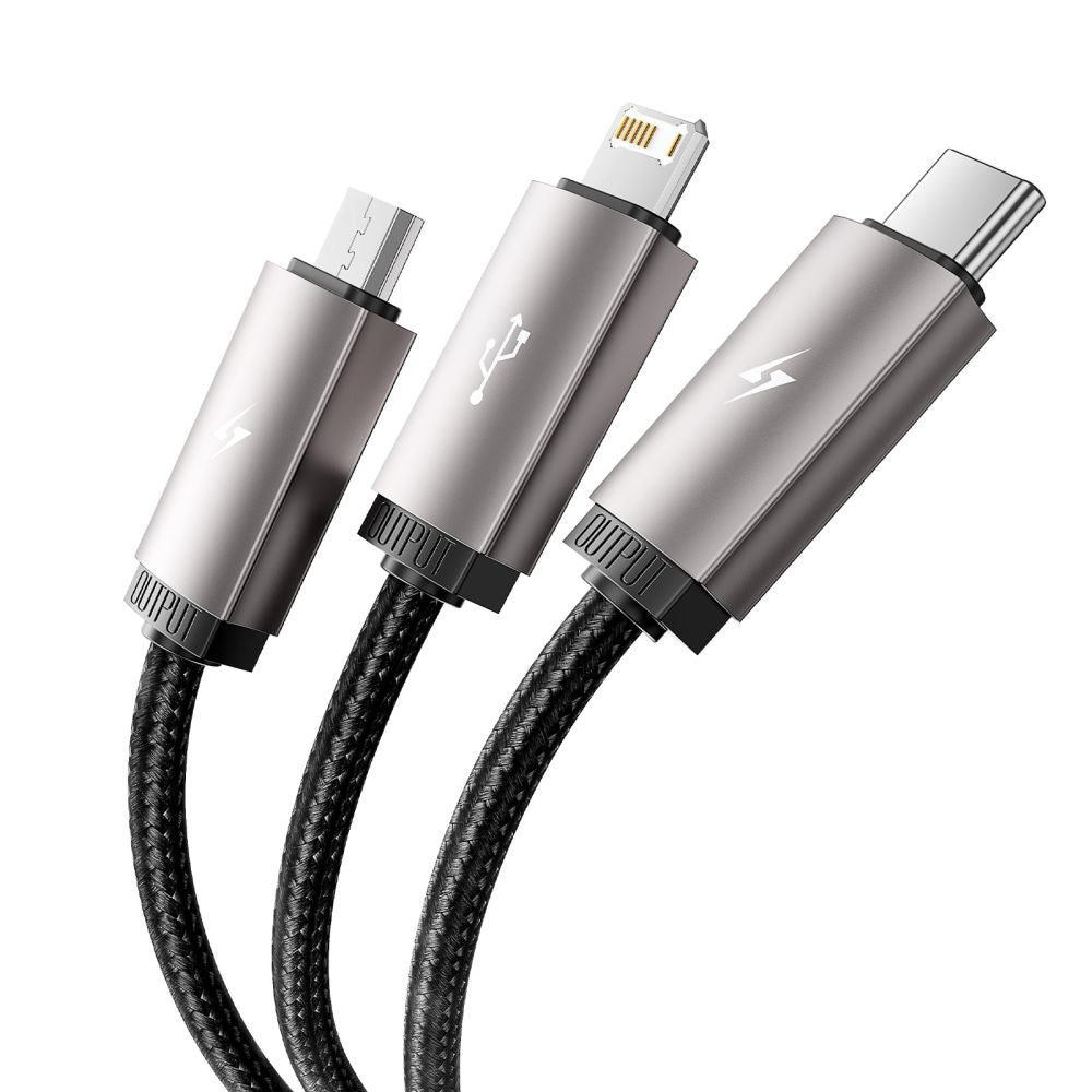 Cablu Incarcare USB-A - Lightning / microUSB / USB-C Tech-Protect Ultraboost, 18W, 1m, Gri