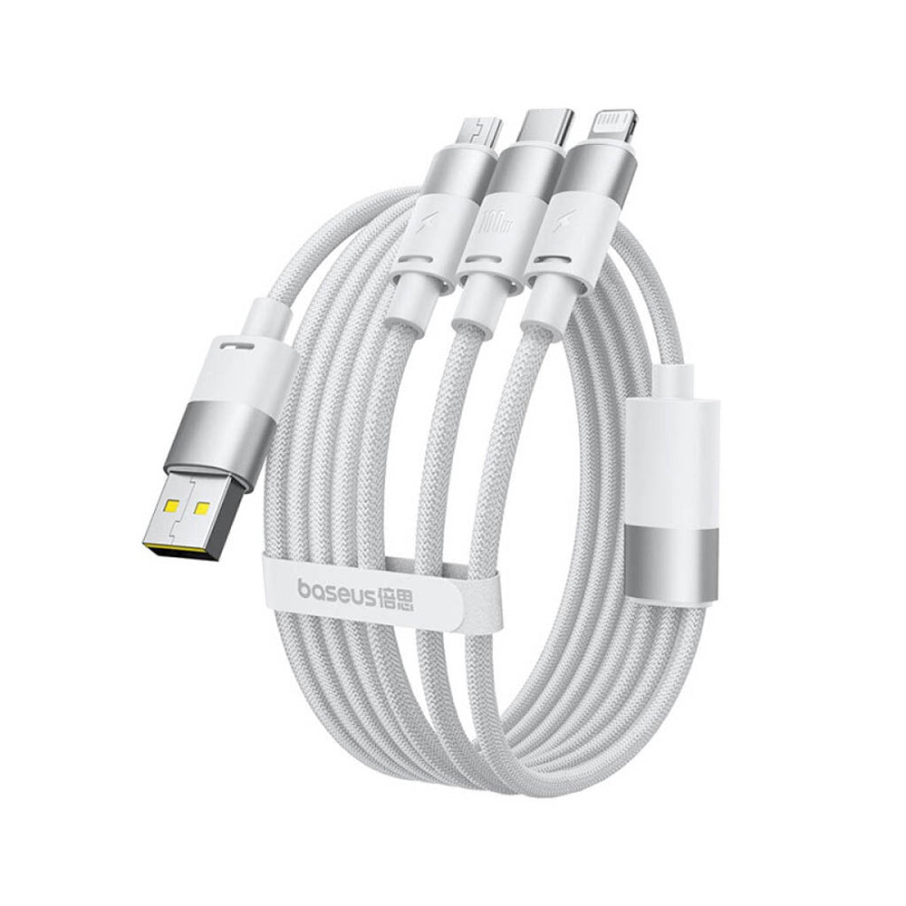 Cablu Incarcare USB-A - Lightning / microUSB / USB-C Baseus StarSpeed, 100W, 1.5m, Alb P10319900211-00