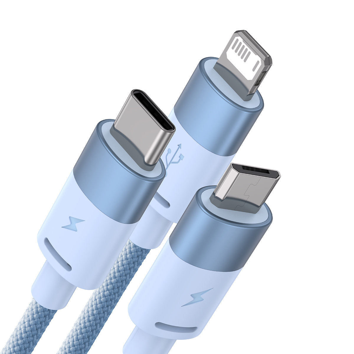 Cablu Incarcare USB-A - Lightning / microUSB / USB-C Baseus StarSpeed 3in1, 20W, 1.2m, Albastru CAXS000017