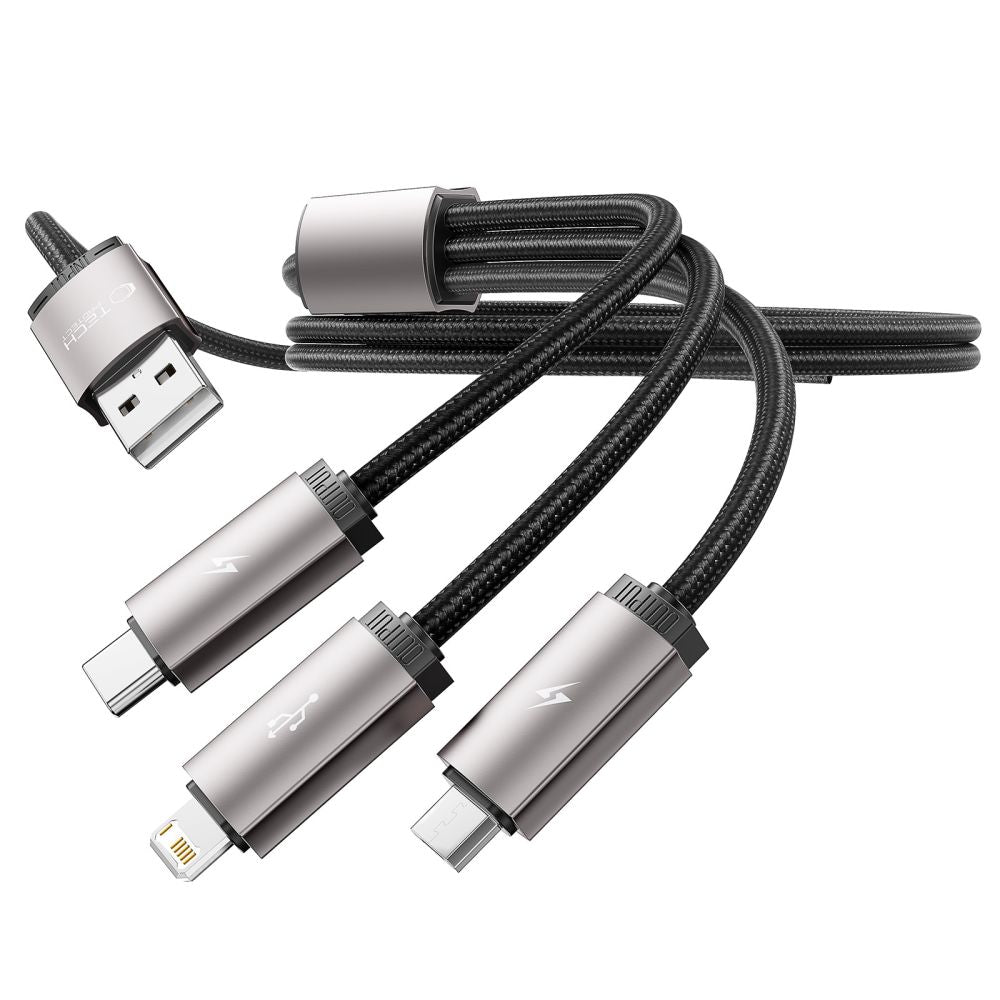Cablu Incarcare USB-A - Lightning / microUSB / USB-C Tech-Protect Ultraboost, 18W, 1m, Gri
