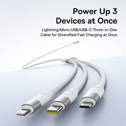Cablu Incarcare USB-A - Lightning / microUSB / USB-C Baseus StarSpeed, 100W, 1.5m, Alb P10319900211-00