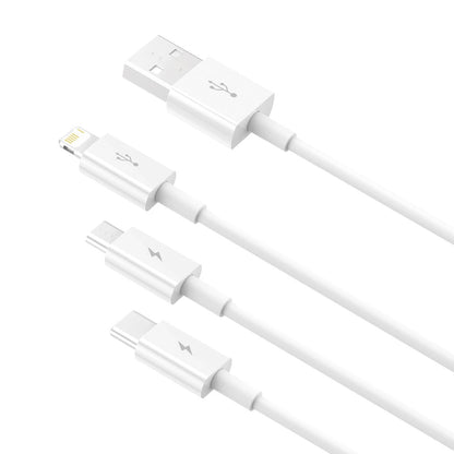 Cablu Incarcare USB-A - Lightning / microUSB / USB-C Baseus Superior 3in1 Series, 20W, 1m, Alb P10320105221-00