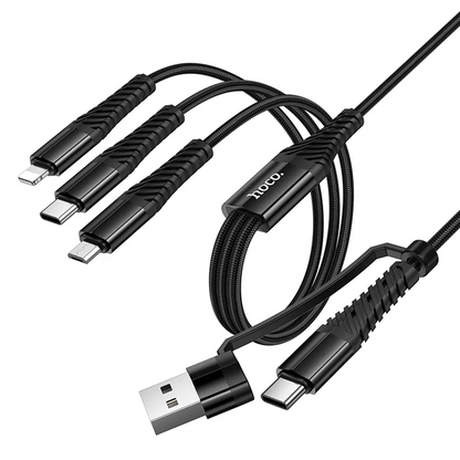Cablu Incarcare USB-A / USB-C - Lightning / microUSB / USB-C HOCO X123 3in1, 18W, 1m, Negru