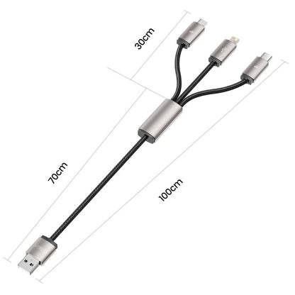 Cablu Incarcare USB-A - Lightning / microUSB / USB-C Tech-Protect Ultraboost, 18W, 1m, Gri