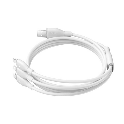 Cablu Incarcare USB-A - Lightning / microUSB / USB-C Baseus Ultra Fast 3in1, 18W, 1.3m, Alb P10376303211-00