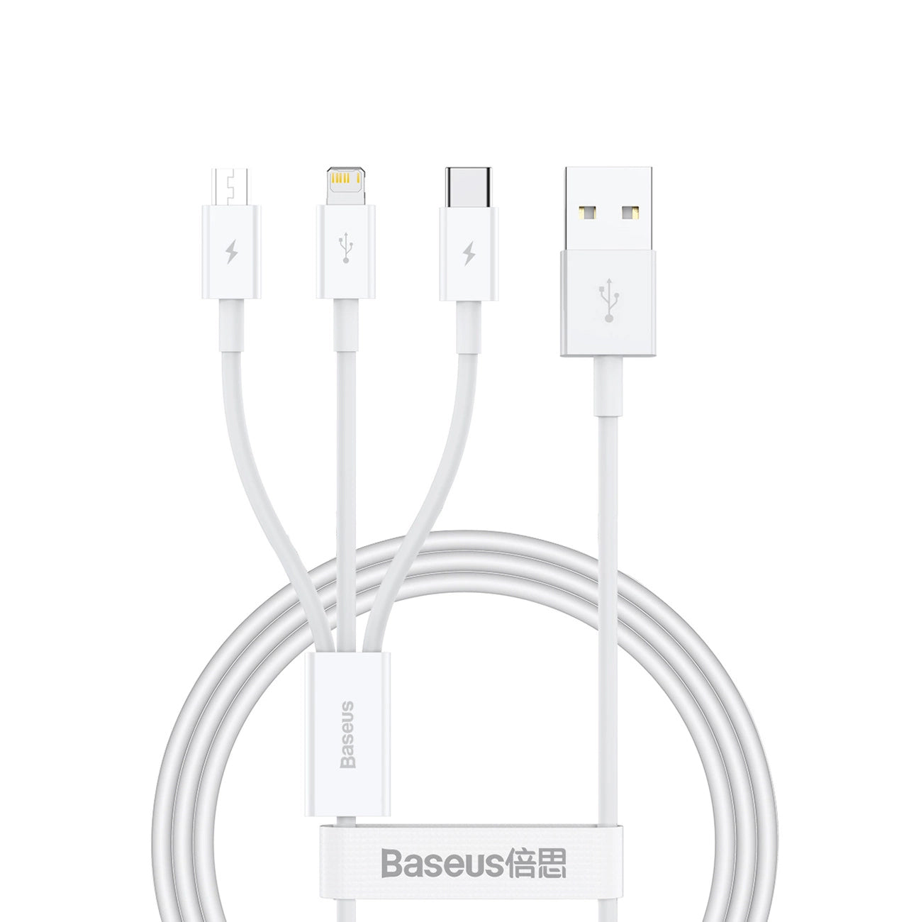Cablu Incarcare USB-A - Lightning / microUSB / USB-C Baseus Superior Series, 20W, 0.5m, Alb