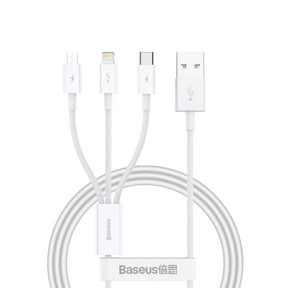 Cablu Incarcare USB-A - Lightning / microUSB / USB-C Baseus Superior Series, 20W, 0.5m, Alb