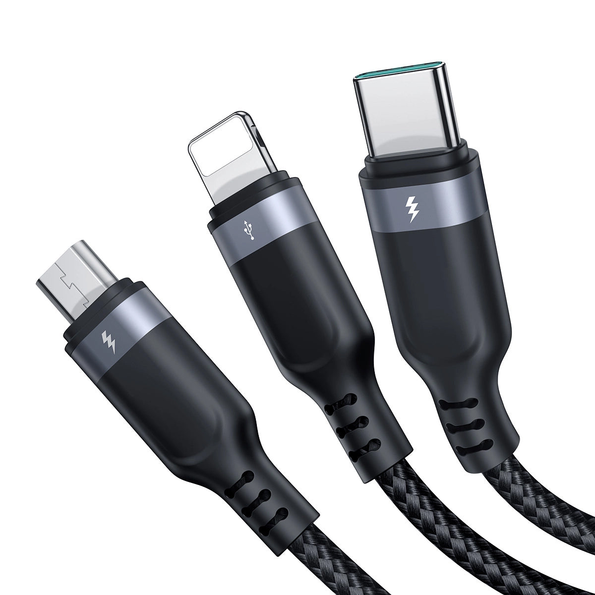 Cablu Incarcare USB-A - Lightning / microUSB / USB-C Joyroom S-A18, 18W, 1.2m, Negru