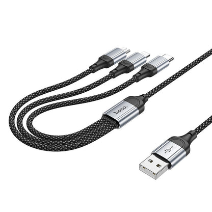 Cablu Incarcare USB-A - Lightning / microUSB / USB-C HOCO X102 3in1, 18W, 1m, Negru