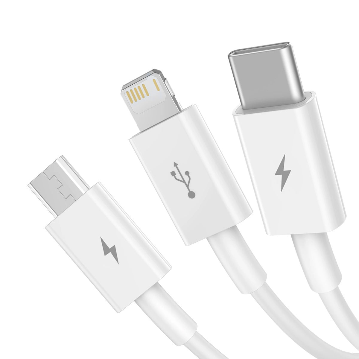 Cablu Incarcare USB-A - Lightning / microUSB / USB-C Baseus Superior Series, 20W, 0.5m, Alb