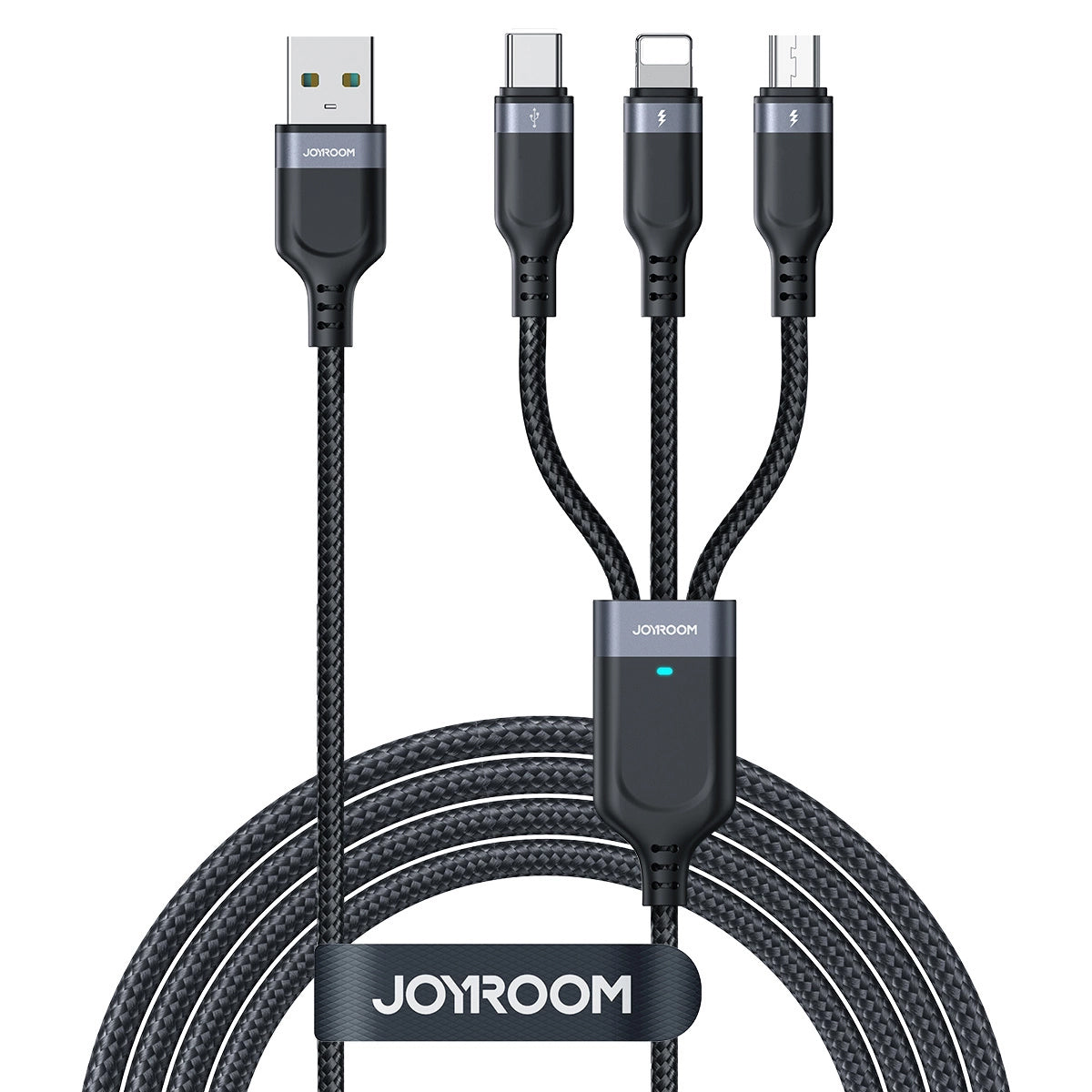 Cablu Incarcare USB-A - Lightning / microUSB / USB-C Joyroom S-A18, 18W, 1.2m, Negru