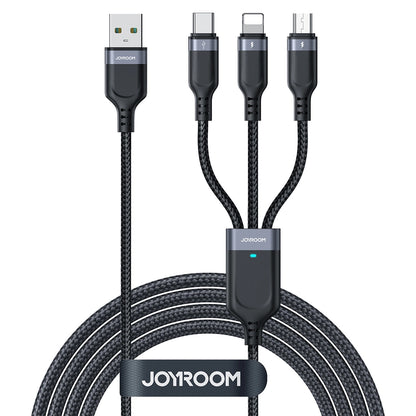 Cablu Incarcare USB-A - Lightning / microUSB / USB-C Joyroom S-A18, 18W, 1.2m, Negru