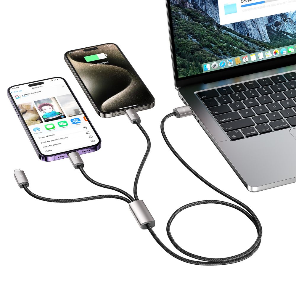 Cablu Incarcare USB-A - Lightning / microUSB / USB-C Tech-Protect Ultraboost, 18W, 1m, Gri