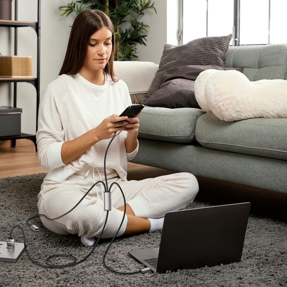 Cablu Incarcare USB-A - Lightning / microUSB / USB-C Tech-Protect Ultraboost, 18W, 1m, Gri