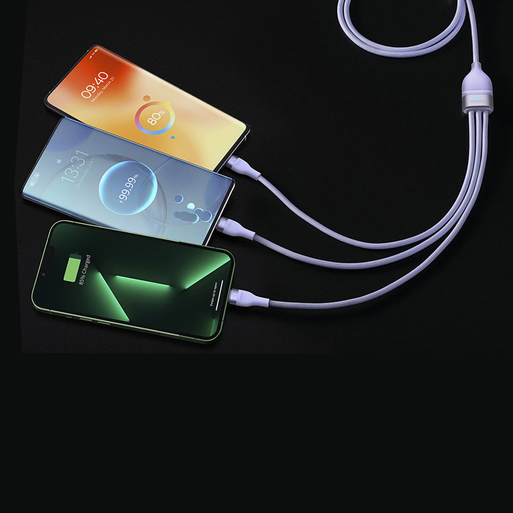 Cablu Incarcare USB-A - Lightning / microUSB / USB-C Baseus Flash Series II 3in1, 66W, 1.2m, Mov CASS040005