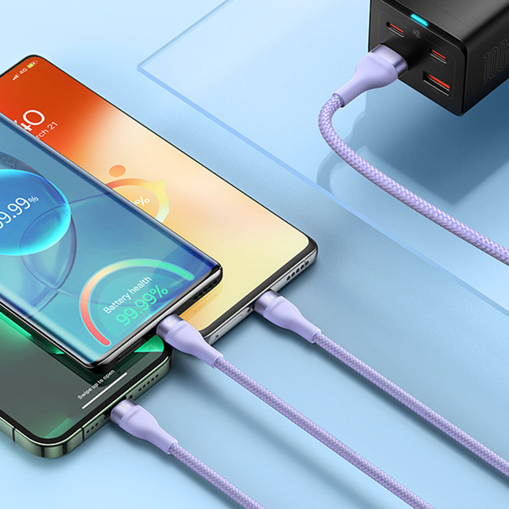 Cablu Incarcare USB-A - Lightning / microUSB / USB-C Baseus Flash Series II 3in1, 66W, 1.2m, Mov CASS040005