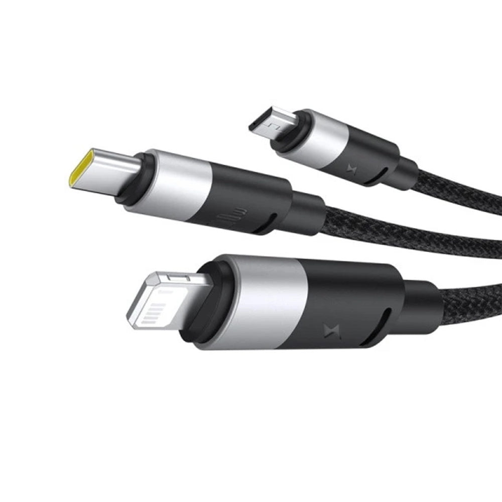Cablu Incarcare USB-A - Lightning / microUSB / USB-C Baseus StarSpeed 3in1, 100W, 1.5m, Negru P10319900111-01