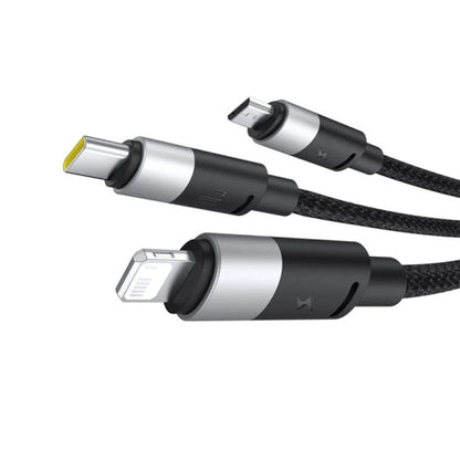 Cablu Incarcare USB-A - Lightning / microUSB / USB-C Baseus StarSpeed 3in1, 100W, 1.5m, Negru P10319900111-01