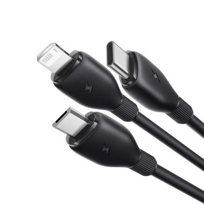 Cablu Incarcare USB-A - Lightning / microUSB / USB-C Baseus Ultra Fast 3in1, 18W, 1.3m, Negru P10376303121-00