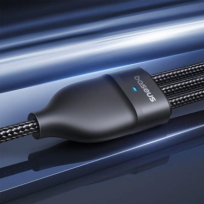 Cablu Incarcare USB-A / USB-C - Lightning / 2 x USB-C Baseus Flash Series III 3in1, 100W, 1.5m, Negru P10377800U01-00