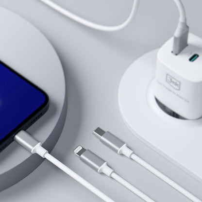 Cablu Incarcare USB-A / USB-C - Lightning / microUSB / USB-C 3MK Hyper 3in1, 12W, 1.5m, Alb