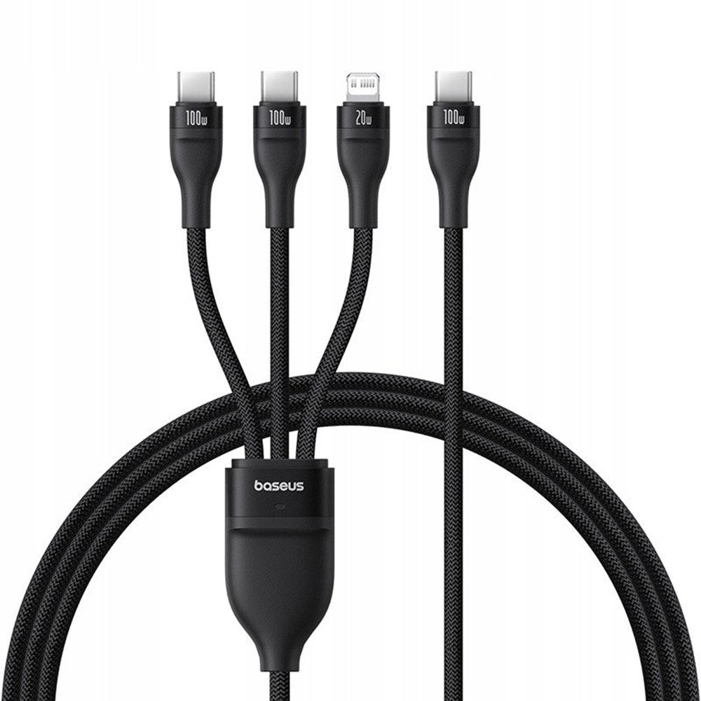 Cablu Incarcare USB-C - Lightning / 2 x USB-C Baseus Flash Series III 3in1, 100W, 1.5m, Negru P10377502111-00