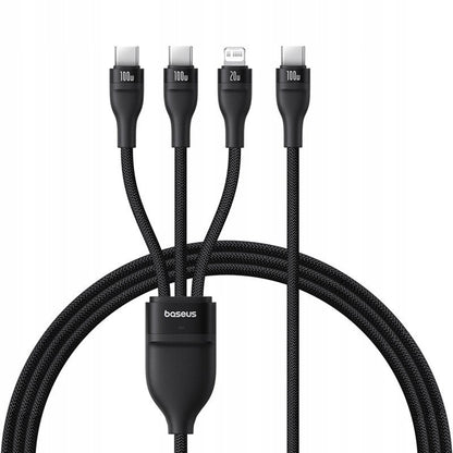 Cablu Incarcare USB-C - Lightning / 2 x USB-C Baseus Flash Series III 3in1, 100W, 1.5m, Negru P10377502111-00
