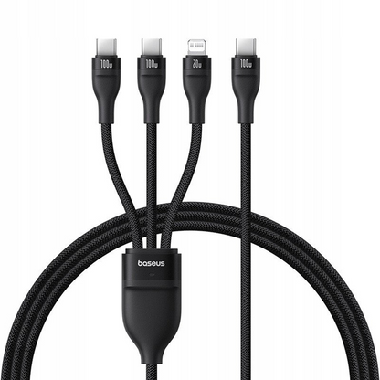 Cablu Incarcare USB-C - Lightning / 2 x USB-C Baseus Flash Series III 3in1, 100W, 1.5m, Negru, Resigilat P10377502111-00