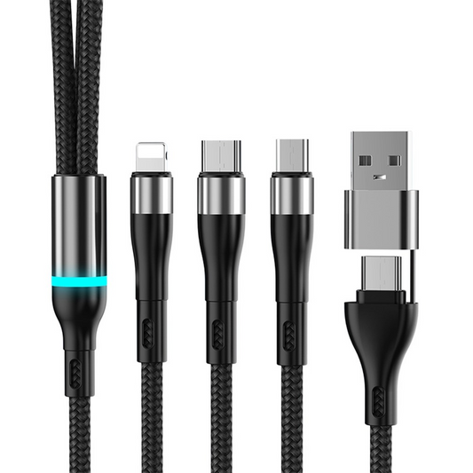 Cablu Incarcare USB-C / USB-A - Lightning / microUSB / USB-C OEM B6, 100W, 1.2m, Negru
