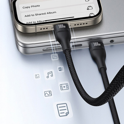 Cablu Incarcare USB-C - Lightning / 2 x USB-C Baseus Flash Series III 3in1, 100W, 1.5m, Negru, Resigilat P10377502111-00