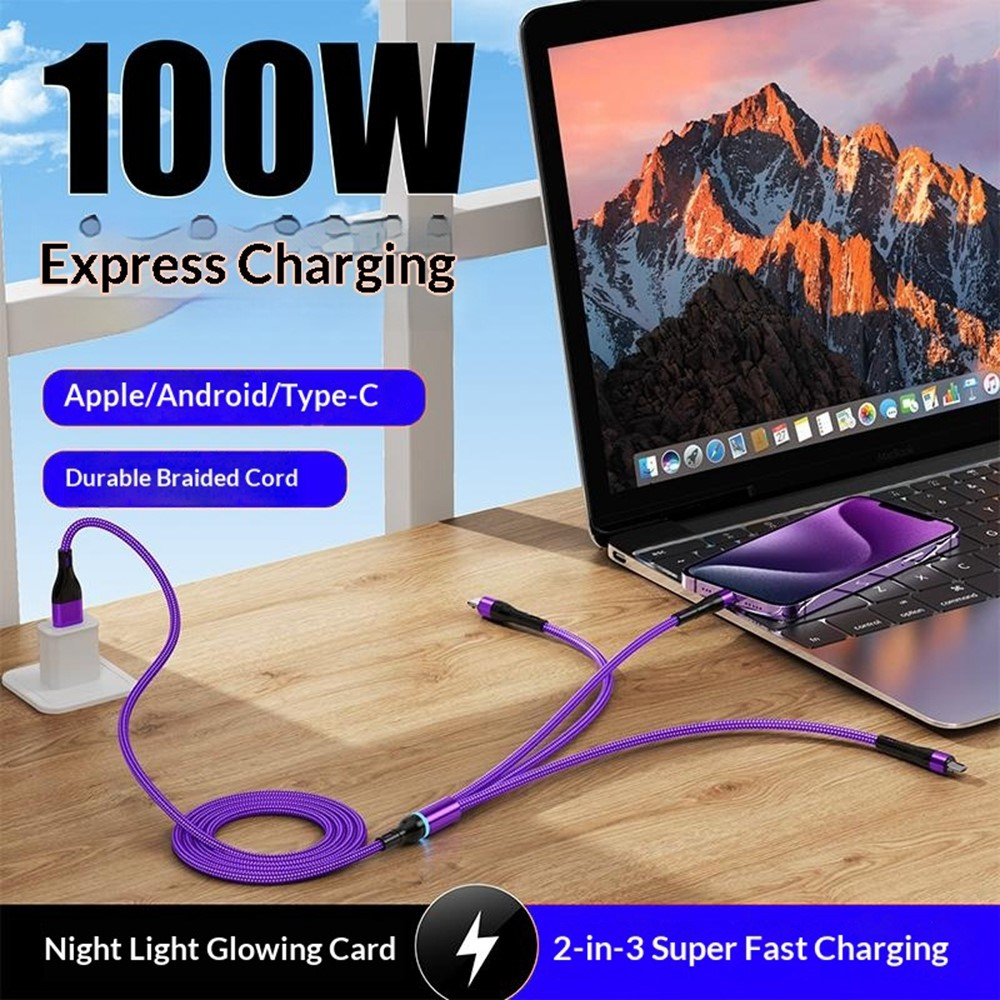 Cablu Incarcare USB-C / USB-A - Lightning / microUSB / USB-C OEM B6, 100W, 1.2m, Negru