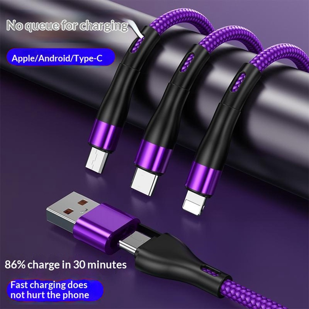Cablu Incarcare USB-C / USB-A - Lightning / microUSB / USB-C OEM B6, 100W, 1.2m, Negru