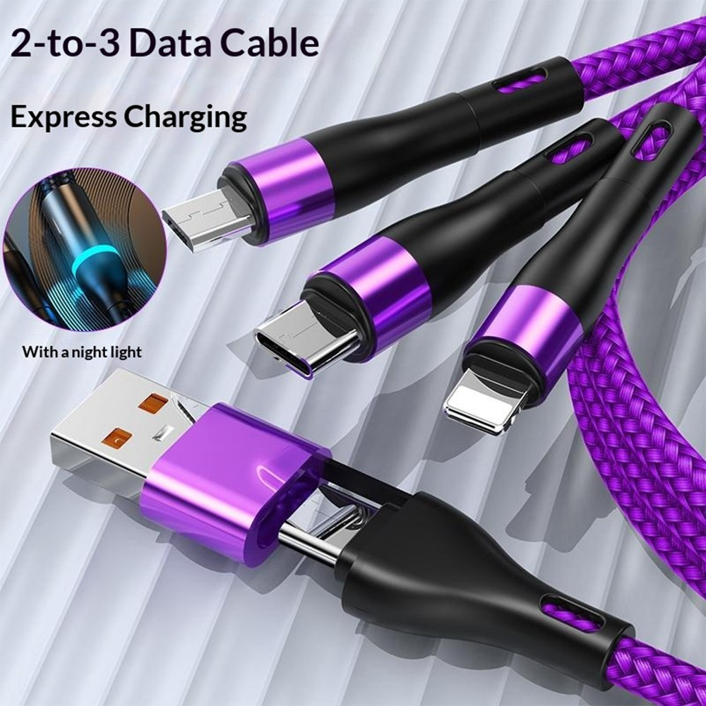 Cablu Incarcare USB-C / USB-A - Lightning / microUSB / USB-C OEM B6, 100W, 1.2m, Negru