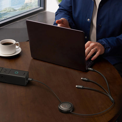 Cablu Incarcare USB-C - Lightning / microUSB / USB-C Baseus Free2Draw Retractable, 100W, 1.1m, Negru P10368700111-04