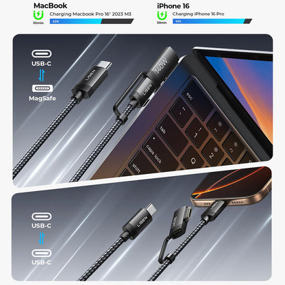 Cablu Incarcare USB-C - USB-C / MagSafe 3 Lisen, 140W, 2m, Gri YL0124070021