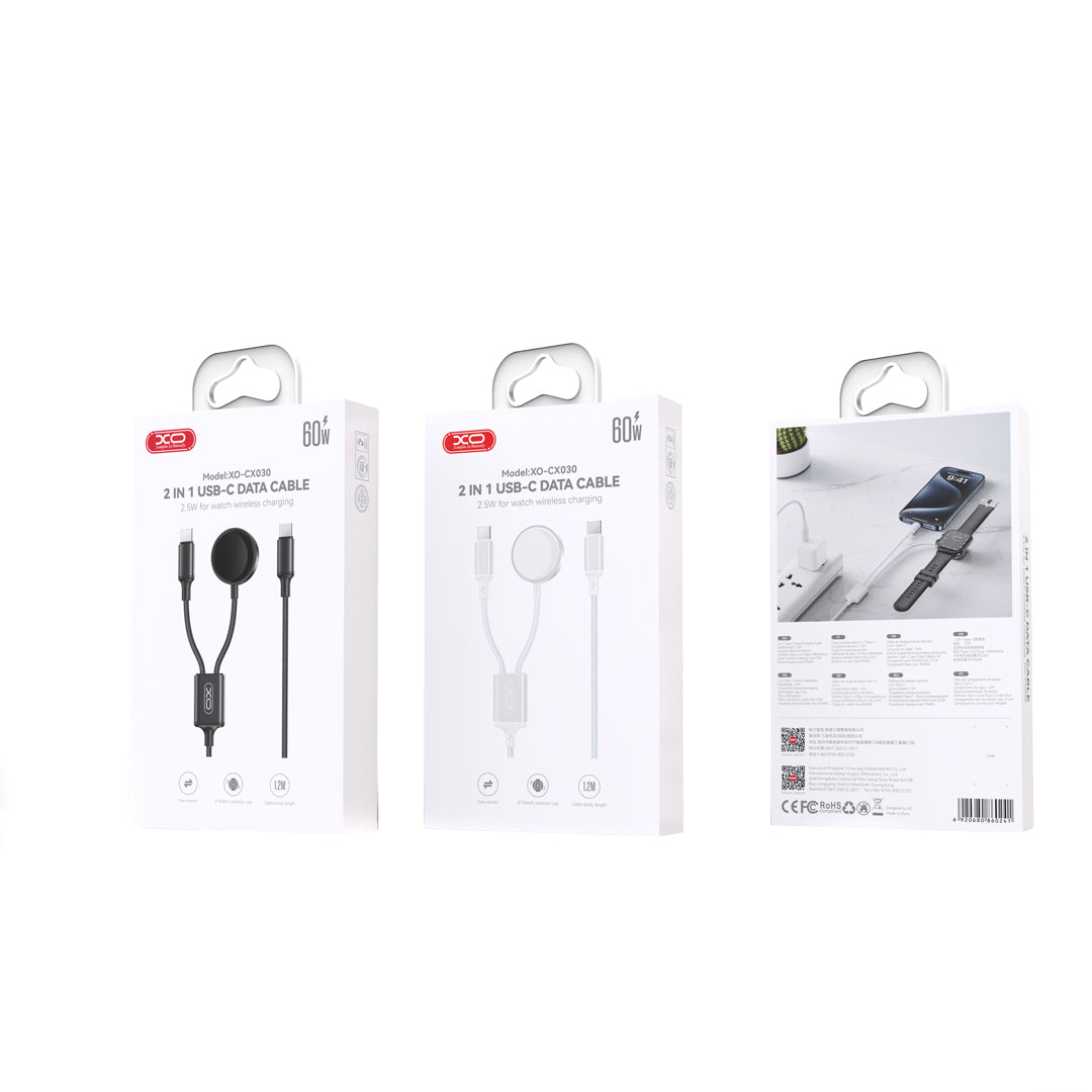 Incarcator Wireless XO Design CX030 pentru Apple Watch Series, USB-C, Negru