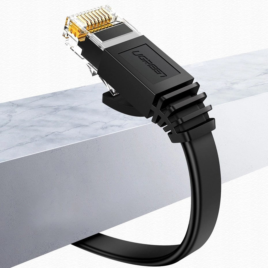 Cablu Retea UGREEN NW102 Flat, UTP, Cat6, 0.5m, Negru