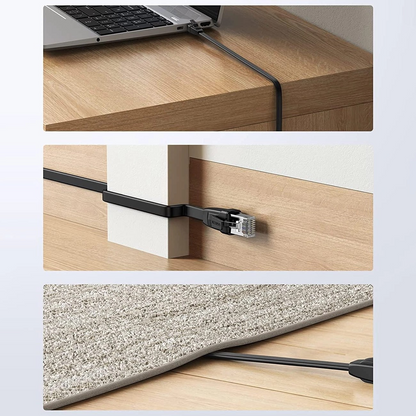 Cablu Retea UGREEN NW102 Flat, UTP, Cat6, 0.5m, Negru